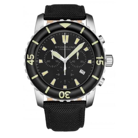 Stührling Original Men's Black Dial Watch with Black Strap - Picture 1 of 3